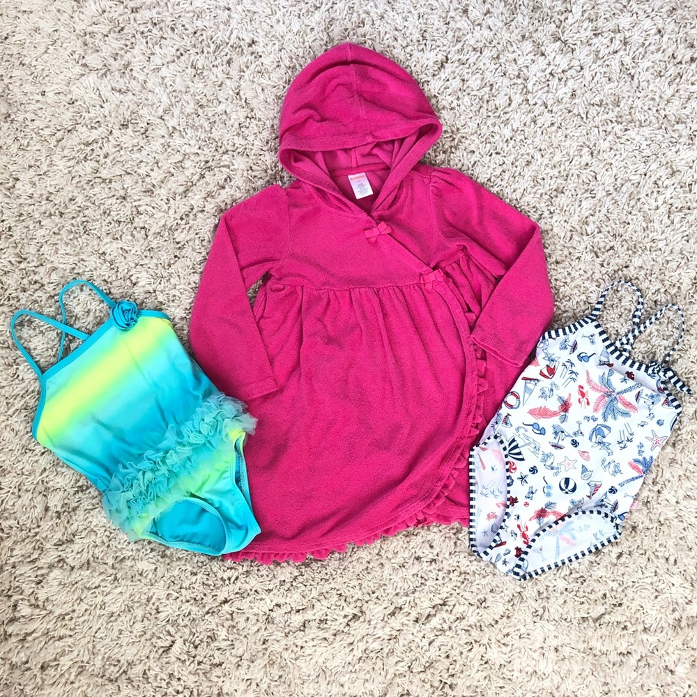 Swim bundle with 1 coverup & 2 swimsuits size 4T